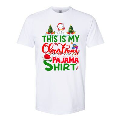 This Is My Christmas Pajama Gift Cat Santa Hat Christmas Cool Gift Softstyle CVC T-Shirt