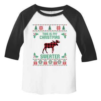 This Is My Christmas Sweater Moose Lover Funny Gift Ugly Xmas Gift Toddler Fine Jersey T-Shirt