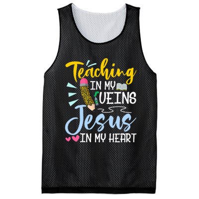 Teaching In My Veins Jesus In My Heart Christian Teacher Mesh Reversible Basketball Jersey Tank