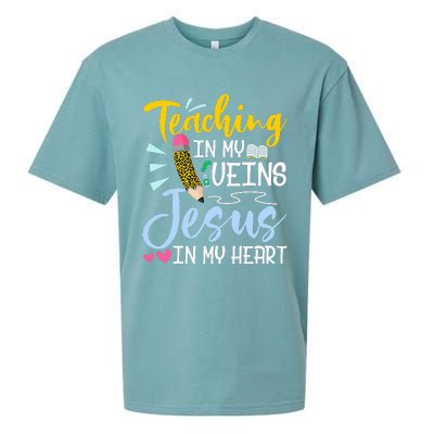 Teaching In My Veins Jesus In My Heart Christian Teacher Sueded Cloud Jersey T-Shirt