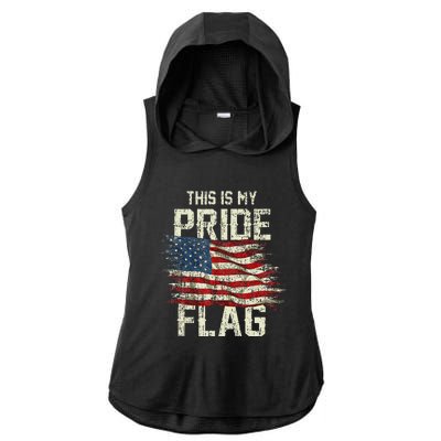 This Is My Pride Flag USA American 4th Of July Patriotic Tank Top Ladies PosiCharge Tri-Blend Wicking Draft Hoodie Tank