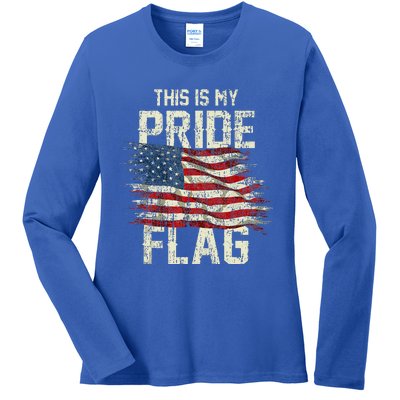 This Is My Pride Flag USA American 4th Of July Patriotic Tank Top Ladies Long Sleeve Shirt