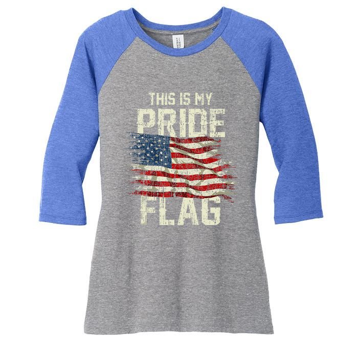 This Is My Pride Flag USA American 4th Of July Patriotic Tank Top Women's Tri-Blend 3/4-Sleeve Raglan Shirt