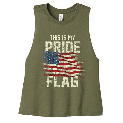 This Is My Pride Flag USA American 4th Of July Patriotic Tank Top Women's Racerback Cropped Tank