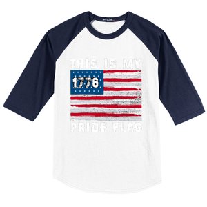 This Is My Pride Flag USA American 4th Of July Patriotic Baseball Sleeve Shirt