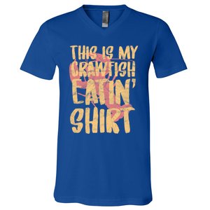 This Is My Crawfish Eatin Gift Boil Season Gift V-Neck T-Shirt