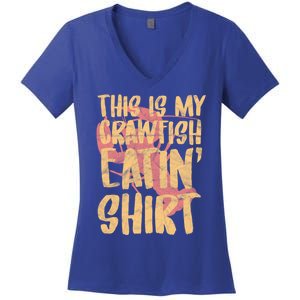 This Is My Crawfish Eatin Gift Boil Season Gift Women's V-Neck T-Shirt