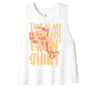 This Is My Crawfish Eatin Gift Boil Season Gift Women's Racerback Cropped Tank