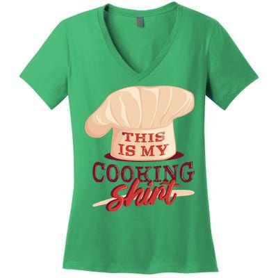 This Is My Cooking Shirt Chef Women's V-Neck T-Shirt