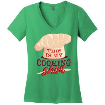 This Is My Cooking Shirt Chef Women's V-Neck T-Shirt