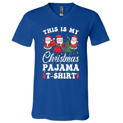 This Is My Santa Lovers Christmas Pajama Gift V-Neck T-Shirt