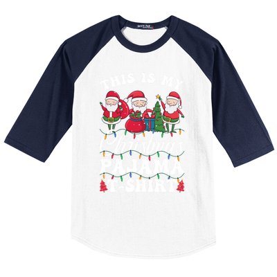 This Is My Santa Lovers Christmas Pajama Gift Baseball Sleeve Shirt