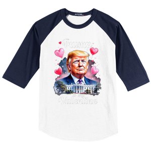 Trump Is My Valentine Funny Patriotic ValentineS Day 2025 Baseball Sleeve Shirt