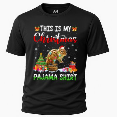 This Is My Christmas Pajama Squirrel Lover Xmas Lights Meaningful Gift Cooling Performance Crew T-Shirt