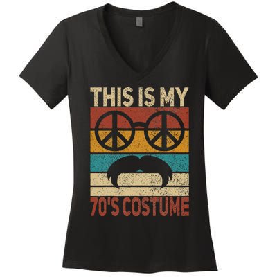 This Is My 70s Costume 70 Styles 70's Disco 1970s Outfit Women's V-Neck T-Shirt