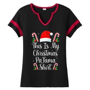 This Is My Christmas Pajama Funny Family Matching Xmas  Ladies Halftime Notch Neck Tee