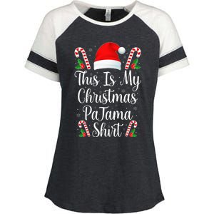 This Is My Christmas Pajama Funny Family Matching Xmas  Enza Ladies Jersey Colorblock Tee