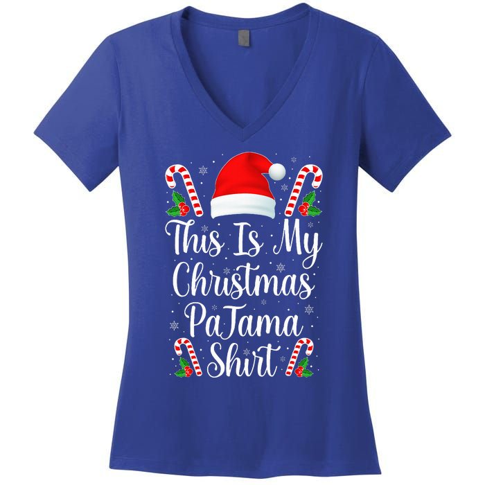 This Is My Christmas Pajama Funny Family Matching Xmas  Women's V-Neck T-Shirt