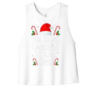 This Is My Christmas Pajama Funny Family Matching Xmas  Women's Racerback Cropped Tank