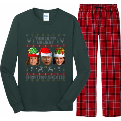 This Is My Ugliest Christmas Sweater Funny Joe Biden Kamala Long Sleeve Pajama Set