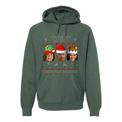 This Is My Ugliest Christmas Sweater Funny Joe Biden Kamala Premium Hoodie