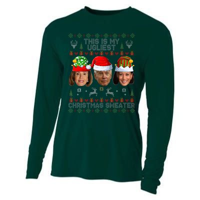 This Is My Ugliest Christmas Sweater Funny Joe Biden Kamala Cooling Performance Long Sleeve Crew