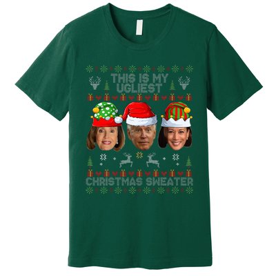 This Is My Ugliest Christmas Sweater Funny Joe Biden Kamala Premium T-Shirt