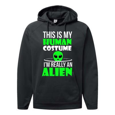 This Is My Human Costume IM Really Alien Kids Weird Funny Performance Fleece Hoodie