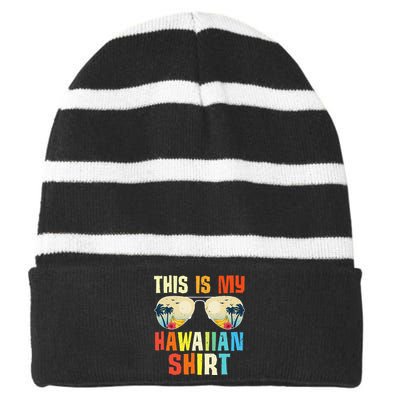 This Is My Hawaiian Tropical Summer Party Hawaii Striped Beanie with Solid Band