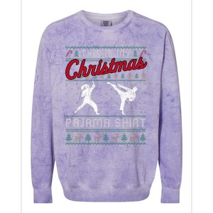 This Is My Christmas Pajama Taekwondo Ugly Funny Colorblast Crewneck Sweatshirt