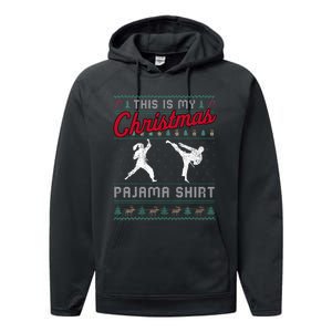 This Is My Christmas Pajama Taekwondo Ugly Funny Performance Fleece Hoodie