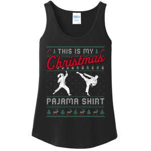 This Is My Christmas Pajama Taekwondo Ugly Funny Ladies Essential Tank