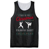 This Is My Christmas Pajama Taekwondo Ugly Funny Mesh Reversible Basketball Jersey Tank