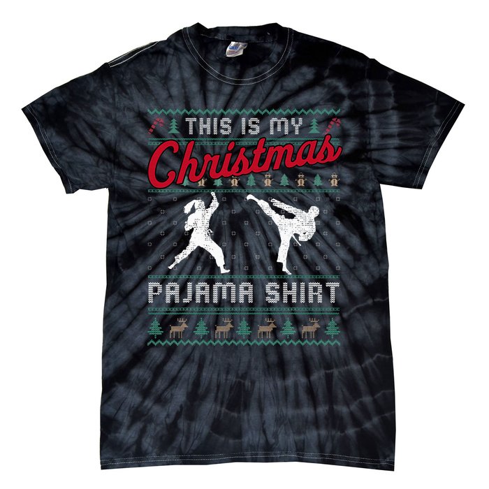 This Is My Christmas Pajama Taekwondo Ugly Funny Tie-Dye T-Shirt