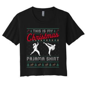 This Is My Christmas Pajama Taekwondo Ugly Funny Women's Crop Top Tee