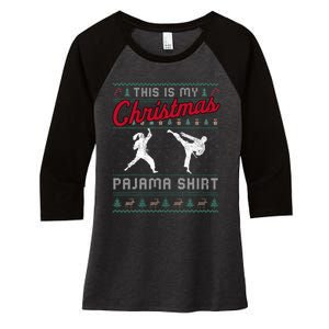 This Is My Christmas Pajama Taekwondo Ugly Funny Women's Tri-Blend 3/4-Sleeve Raglan Shirt