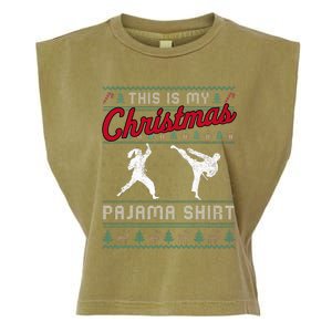 This Is My Christmas Pajama Taekwondo Ugly Funny Garment-Dyed Women's Muscle Tee