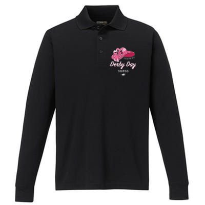 This is my Derby Day Dress Horse Racing Funny Derby Day Performance Long Sleeve Polo