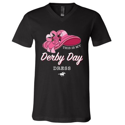 This is my Derby Day Dress Horse Racing Funny Derby Day V-Neck T-Shirt