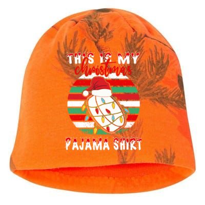 This Is My Christmas Pajama Ice Hockey Santa Hat Xmas Lights Meaningful Gift Kati - Camo Knit Beanie