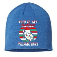 This Is My Christmas Pajama Ice Hockey Santa Hat Xmas Lights Meaningful Gift Sustainable Beanie