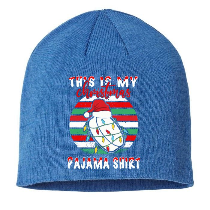 This Is My Christmas Pajama Ice Hockey Santa Hat Xmas Lights Meaningful Gift Sustainable Beanie