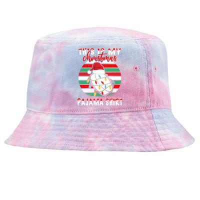 This Is My Christmas Pajama Ice Hockey Santa Hat Xmas Lights Meaningful Gift Tie-Dyed Bucket Hat