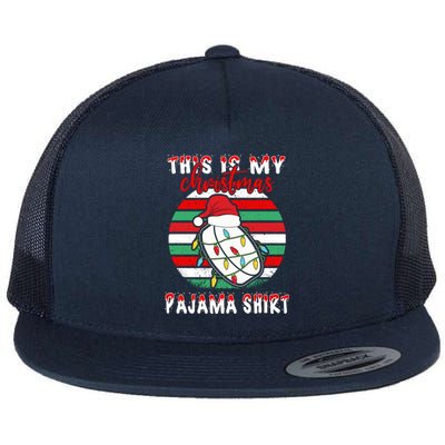 This Is My Christmas Pajama Ice Hockey Santa Hat Xmas Lights Meaningful Gift Flat Bill Trucker Hat