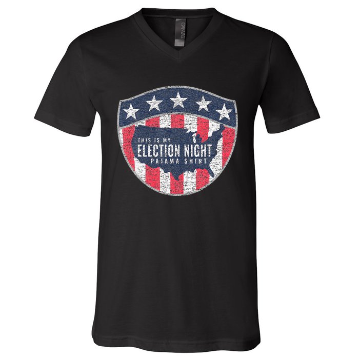 This Is My Election Night Pajama Us Flag Graphic V-Neck T-Shirt