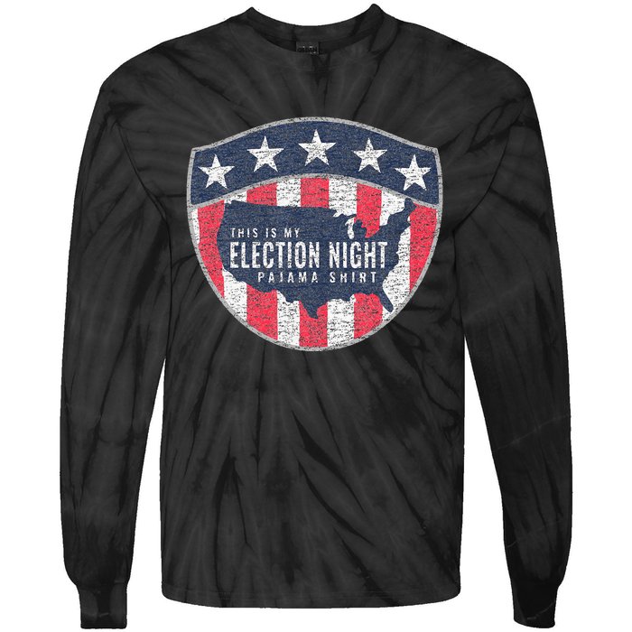 This Is My Election Night Pajama Us Flag Graphic Tie-Dye Long Sleeve Shirt