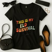 This Is My Field Day Survival School Teacher Student Funny Women's V-Neck T-Shirt