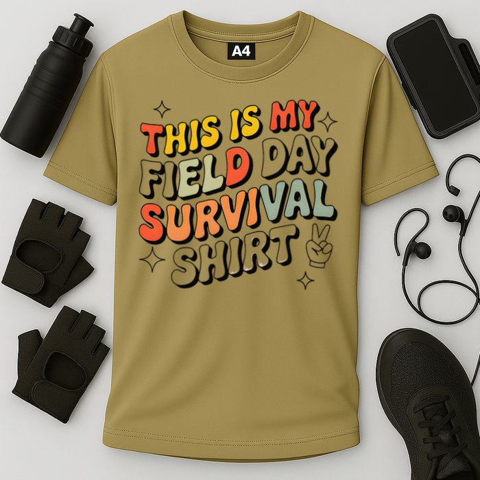This Is My Field Day Survival School Teacher Student Funny Cooling Performance Crew T-Shirt