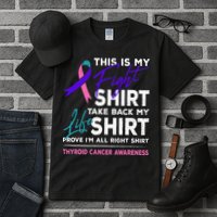 This Is My Fight Thyroid Cancer Awareness Ribbon Gift Tall T-Shirt