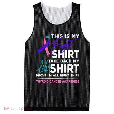 This Is My Fight Thyroid Cancer Awareness Ribbon Gift Mesh Reversible Basketball Jersey Tank